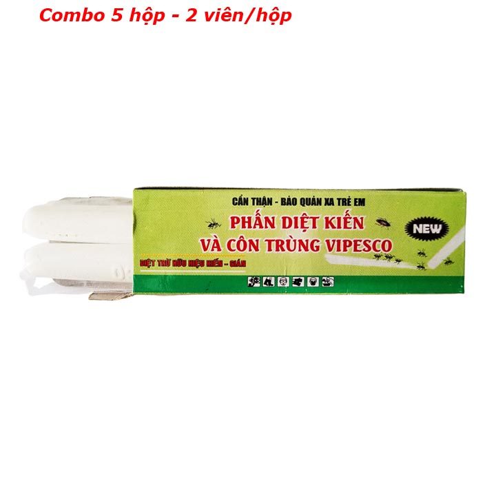 Phấn diệt kiến và côn trùng Vipesco - hộp 2 viên x 5 hộp