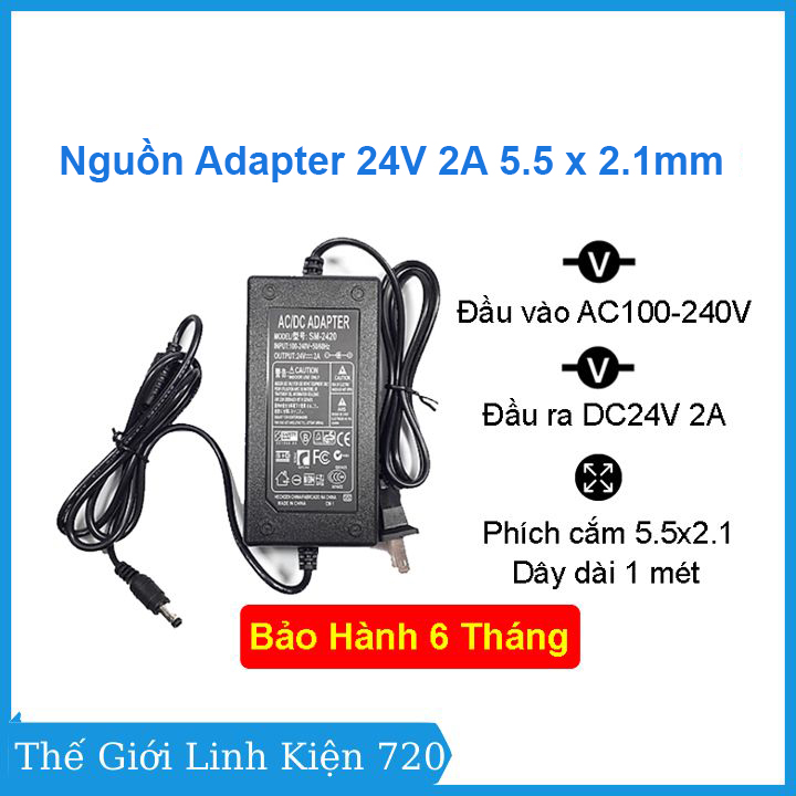 Nguồn adapter 24v 2a 5.5*2.1 - bh 06 tháng