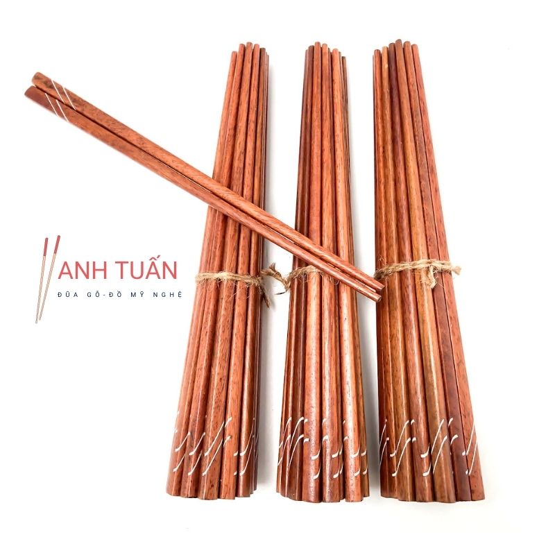 [Giá sỉ] Bộ 30 đôi đũa KHẢM đũa gỗ ăn cơm cao cấp đũa gỗ CẨM HỒNG, đũa đẹp tự nhiên không hoá chất, không cong vênh, chống mốc, kháng khuẩn
