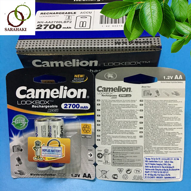 5 vỉ pin sạc AA Camelion 2700mAh  1.2V (1 vỉ 2 viên)
