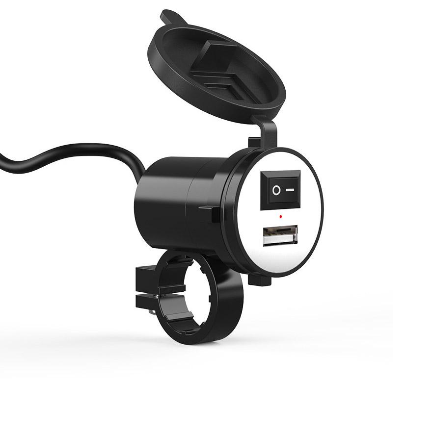 Sạc Điện Thoại USB Di Động Gắn Xe Máy [ Gắn Ghi Đông ]