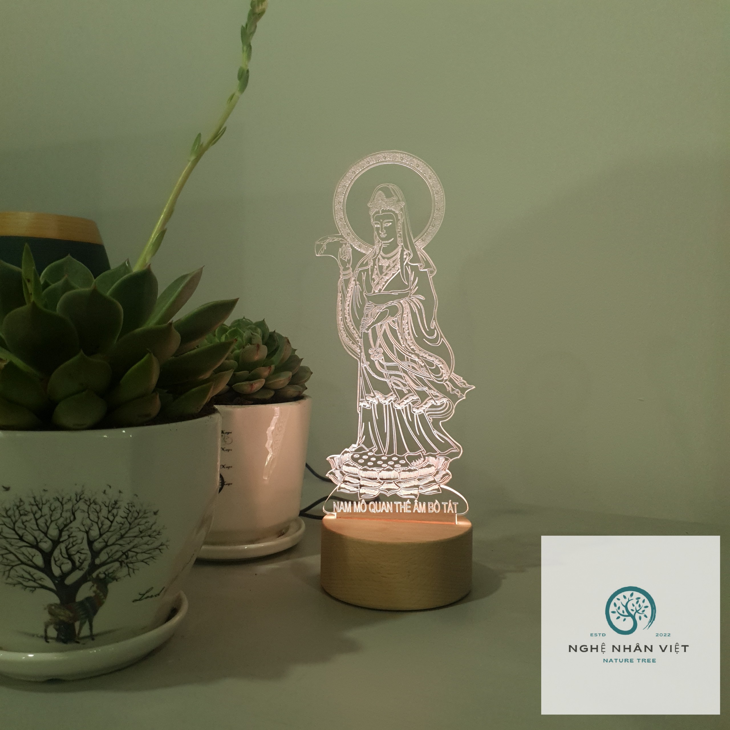 Đèn 3D Decor Quan Âm Bồ Tát Đứng