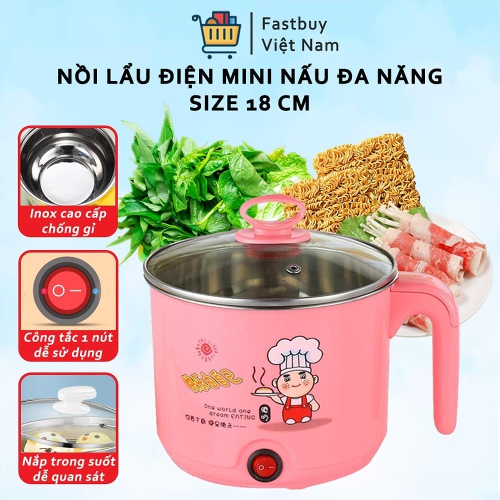 Nồi Lẩu Điện Mini , Ca Nấu Mỳ ( 18cm ) Tiện Lợi Đa Năng Độ Bền Cao