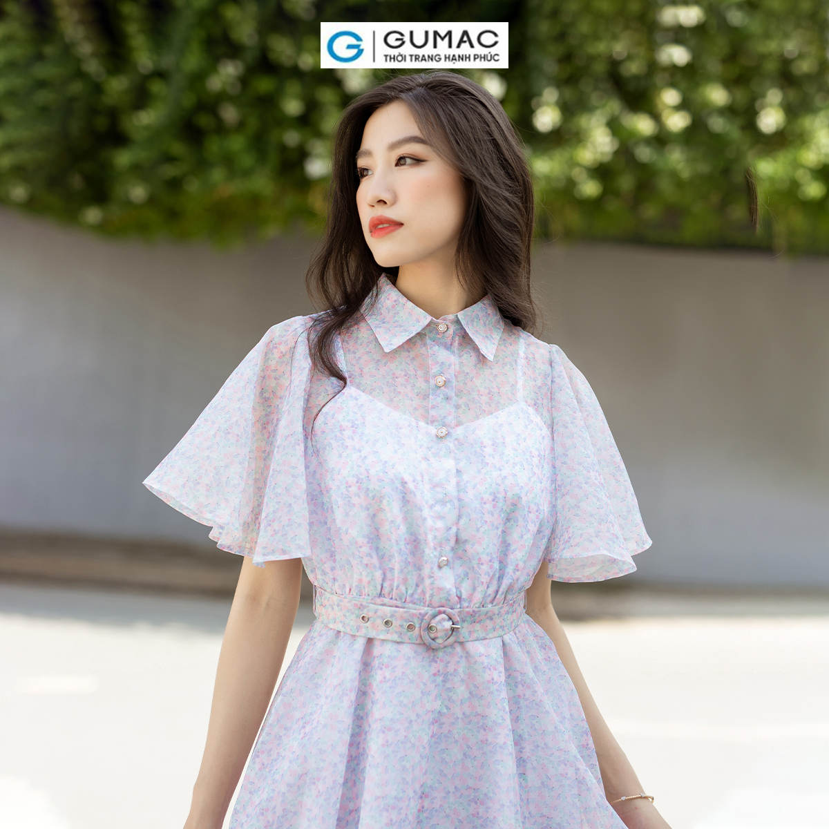 [15 - 17.6 |Voucher 8-15%] Đầm nữ dáng A xòe GUMAC DD08077 phối tay kiểu