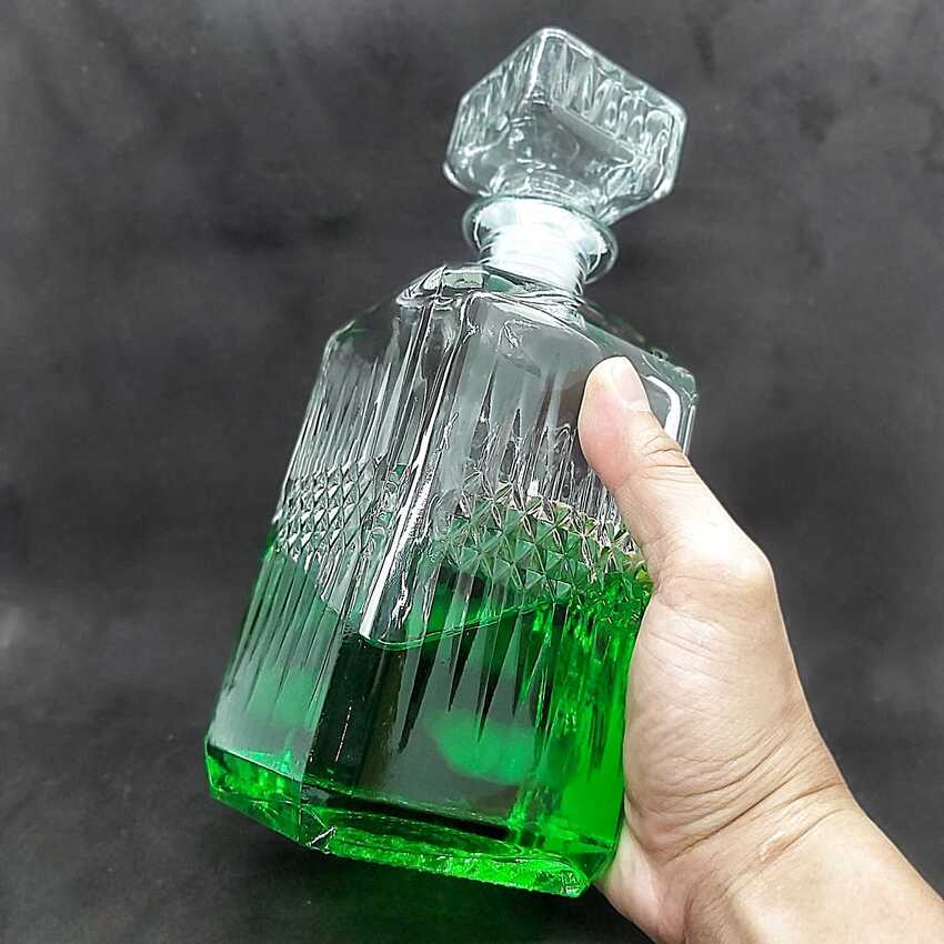 Chai Thủy Tinh Đựng Rượu 1 Lít vuông gân kim cương bụng – Vỏ Chai Rượu Ngoại - Bình Đựng Ruou trang trí nhà cửa (A6)