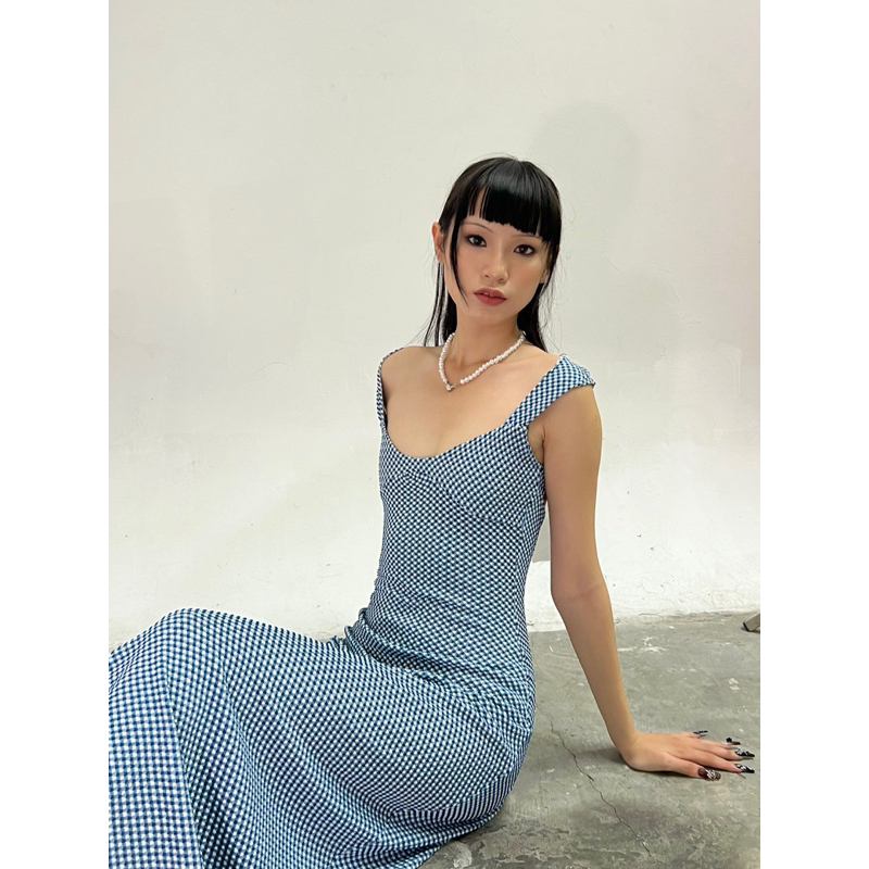 EIN.OFFICIAL - Đầm caro cột nơ