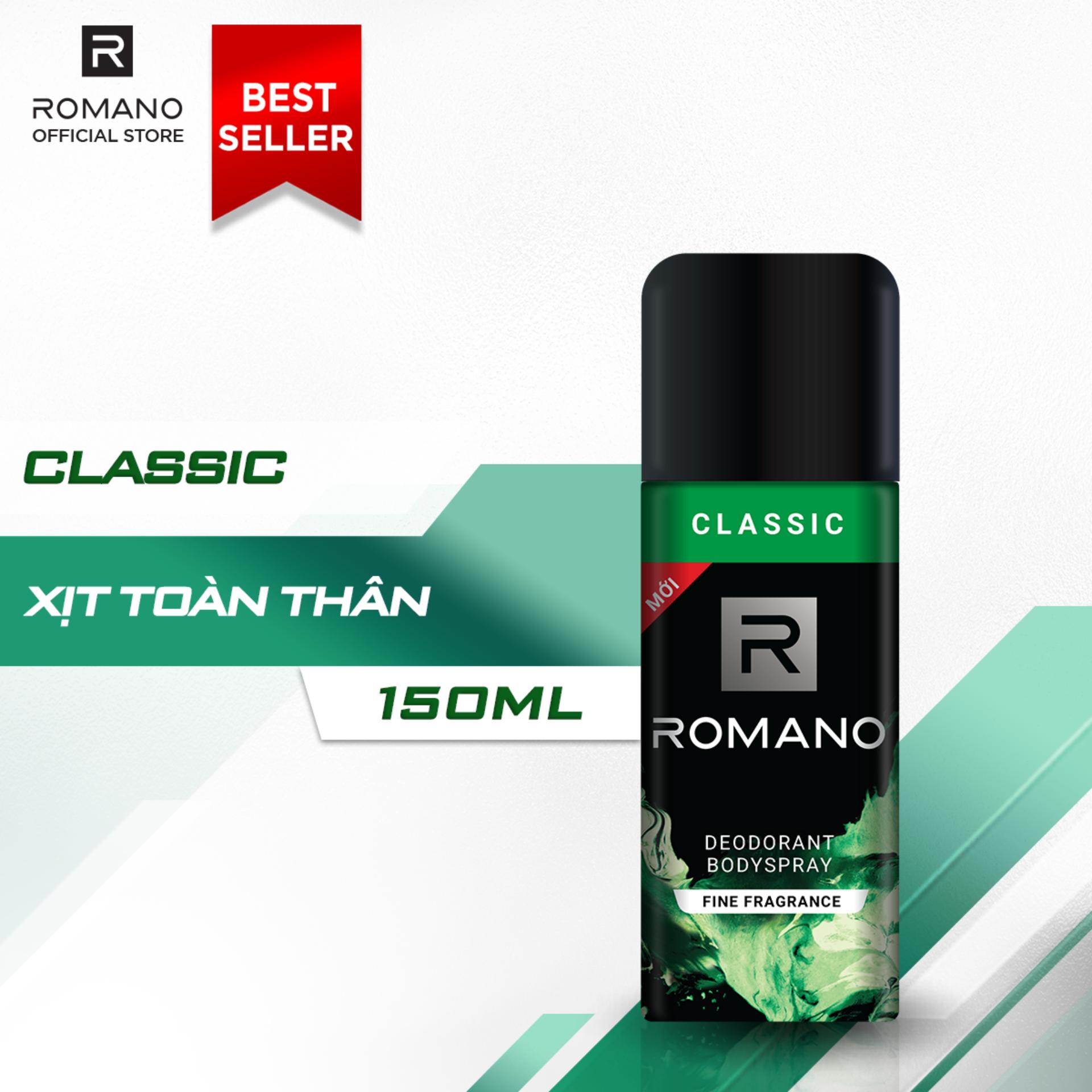 [HCM] Xịt khử mùi toàn thân Romano Classic 150ml