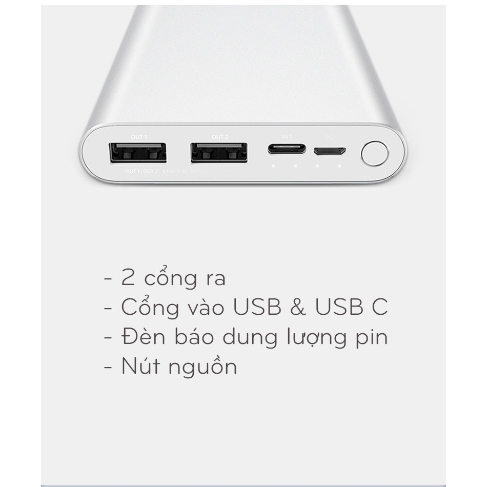 Sạc Pin dự phòng Xiaomi Gen 3 10.000 amh 18W - Sạc nhanh cổng Type-C- Thiết Kế Tinh Tế, vỏ kim loại sang trọng, Cổng sạc vào Micro USB & USB-C, chuẩn QC3.0 - Nhỏ Gọn - Bền Bỉ Tiện Lợi - Bảo Hành 12 Tháng.