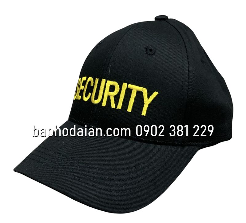 Nón kết bảo vệ, vệ sĩ màu đen thêu logo Security
