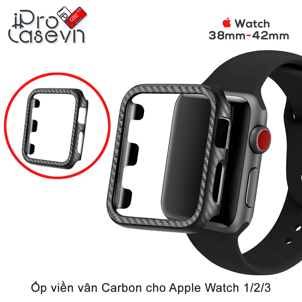 Ốp viền vân Carbon cho Apple Watch Serial 1/2/3 (size 38mm/42mm)