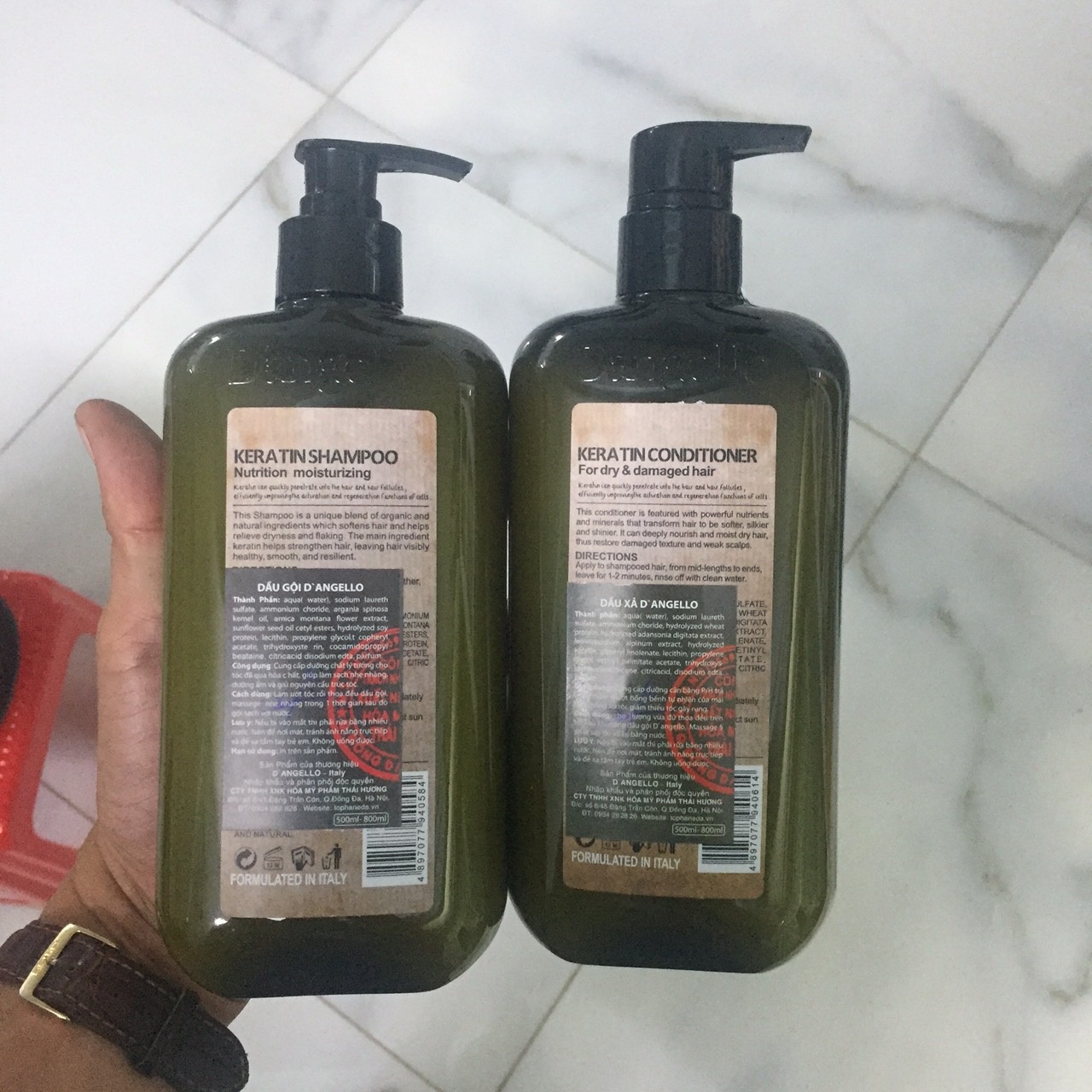 Dầu gội xả Dangello Keratin (2x500ml)