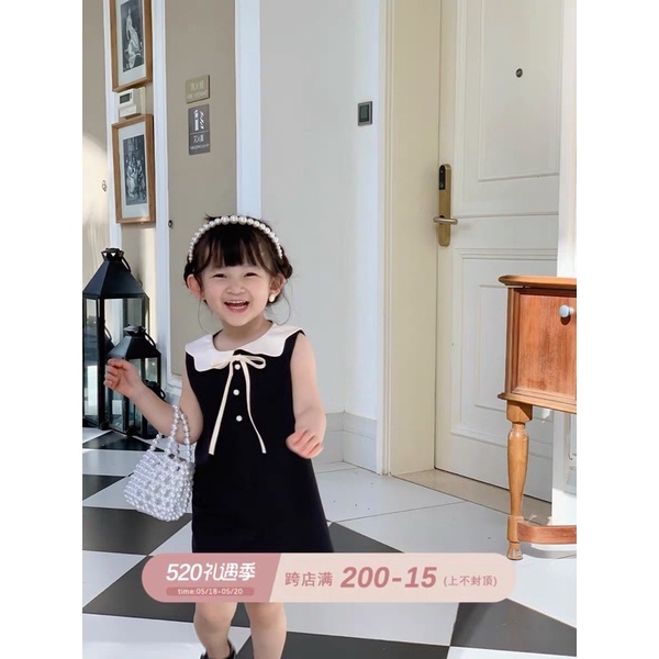 [VÁY BÉ GÁI] Váy bèo đen cúc ngọc cho bé gái