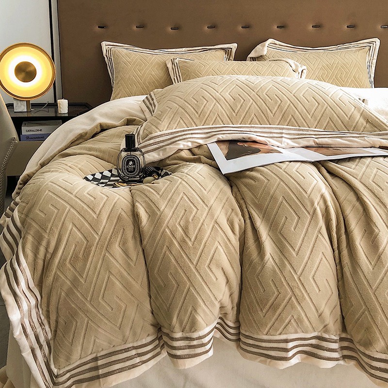Bộ chăn ga nỉ Hlhome bedding dệt hình thoi siêu mịn
