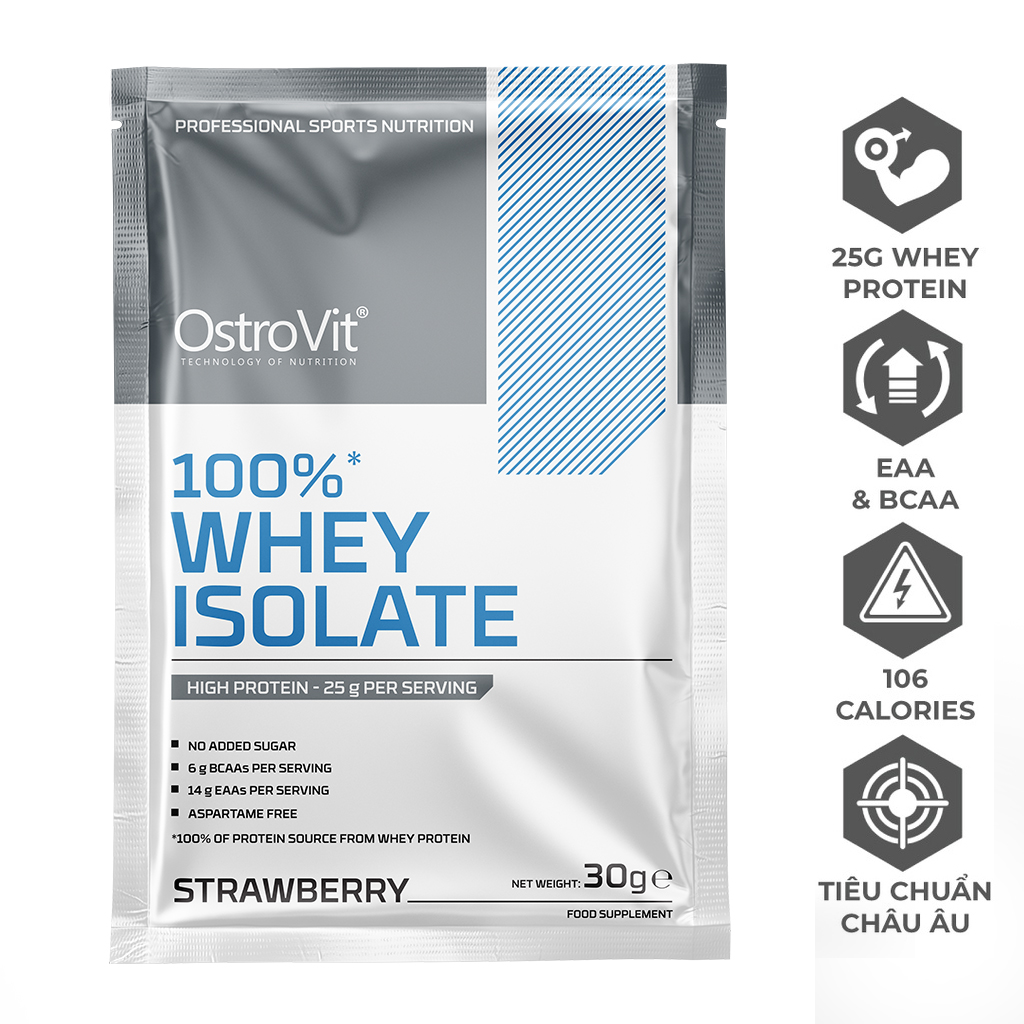 Sữa Bột Whey Protein Isolate OstroVit 30g/Gói, Set 5 Gói  Nhập khẩu Ba Lan