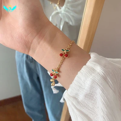 Korean version of the forest sweet cherry bracelet female simple niche design sense student bracelet bracelet QIAO YIDA