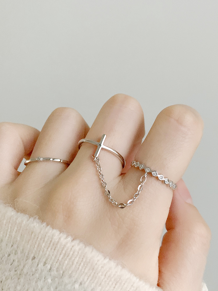 [HCM]Nhẫn nữ 2 chiếc nối dây xích thời trang hiện đại