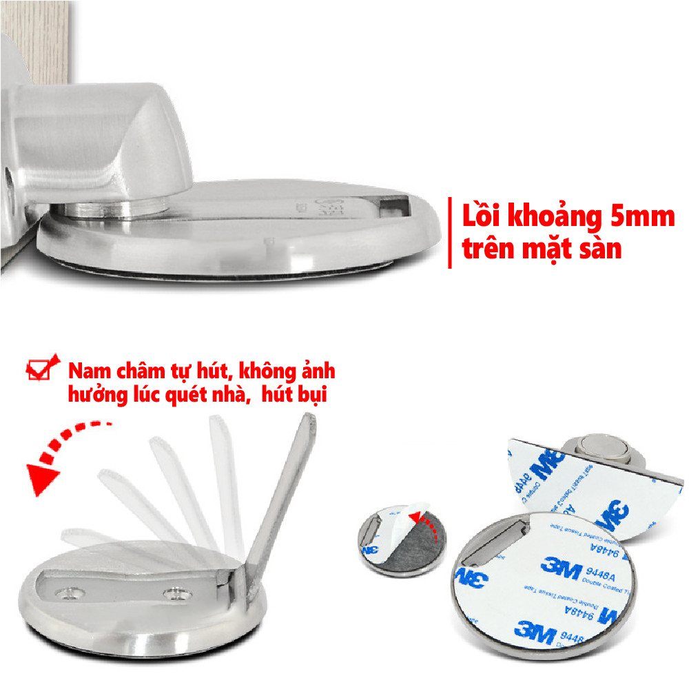 [HCM]Chặn Cửa Hít Nam Châm Dán Sàn - Kèm miếng dán 3M & ốc vít
