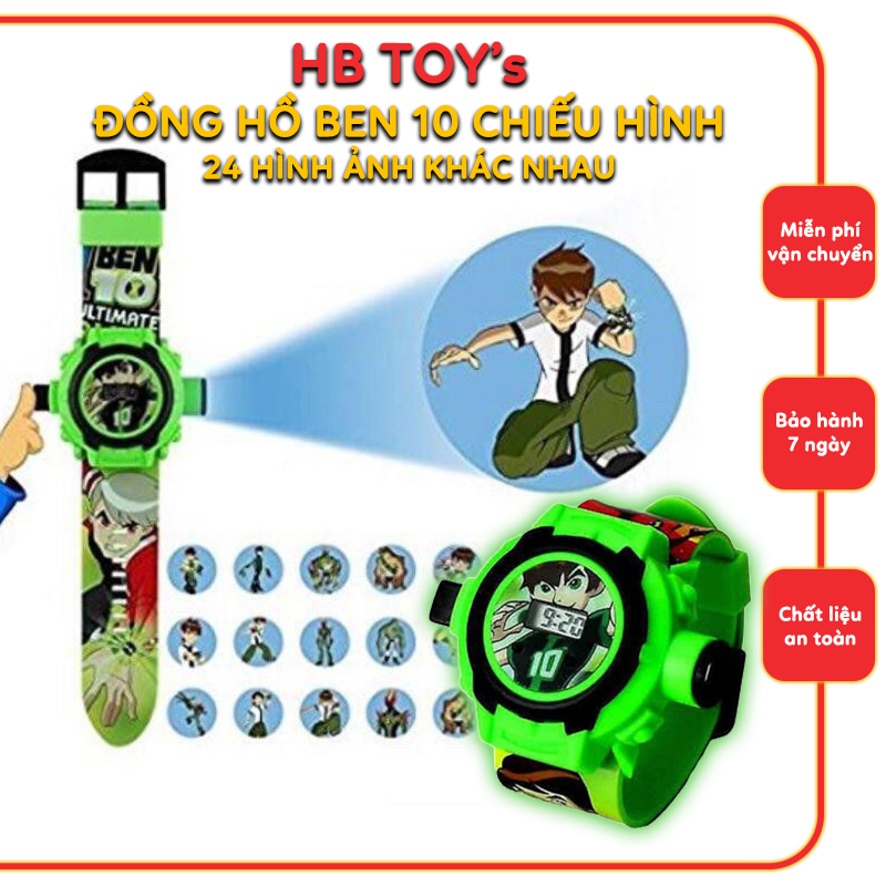 Đồng hồ Ben 10 chiếu hình nhân vật 3D, bắn đĩa siêu hot bé rất thích