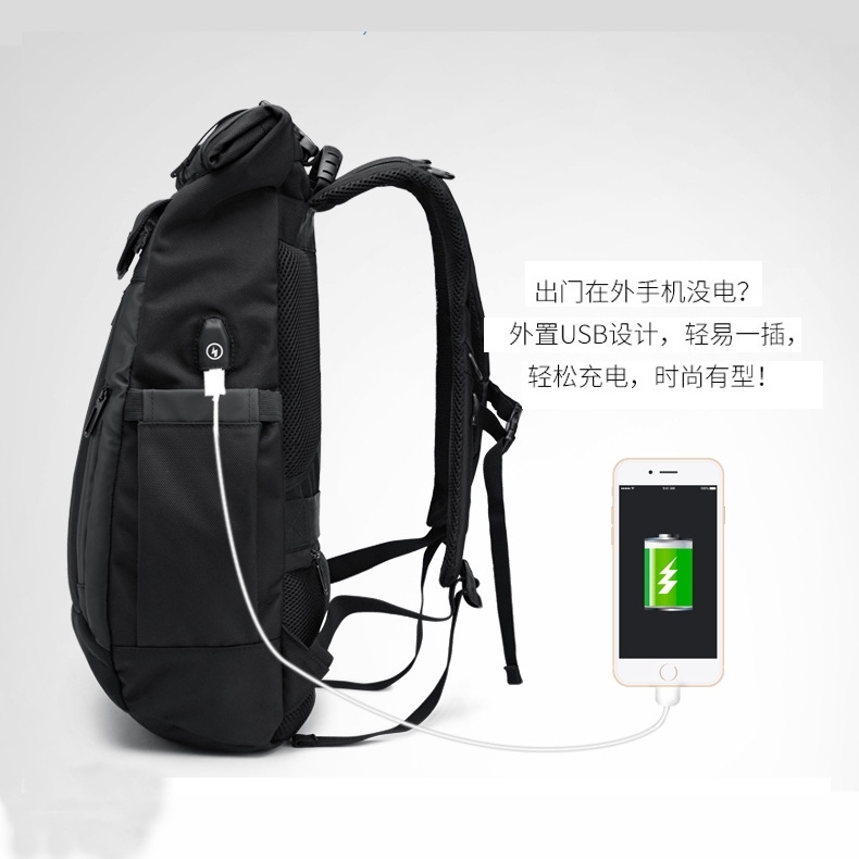 Ozuko New Korean Travel Backpack Creative Leisure USB Rechargeable Backpack Men Waterproof Computer Backpack 【JUNE】