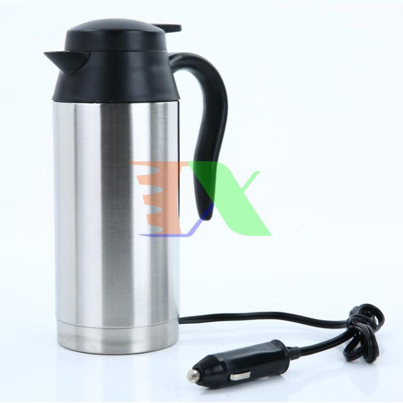 Bình đun nước trên ô tô BN1-750 ml Điện 24V, Ấm siêu tốc trên xe hơi, Phích giữ nhiệt 2 lớp Inox 304 ( Đầu chuyển 24V)