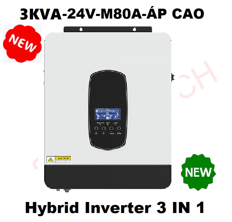 Bộ đổi điện đa dụng 3.2 kva hybrid inverter-24v điện áp cao pv 55v-450v sạc mppt 80a sạc ac 60a-st-plus-3.2 kva-24v