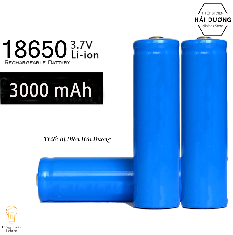 Pin sạc 18650 3.7V 3000mAh dùng cho đèn năng lượng mặt trời và nhiều thiết bị khác - Có thể sạc bằng thiết bị chuyên nạp điện cho pin