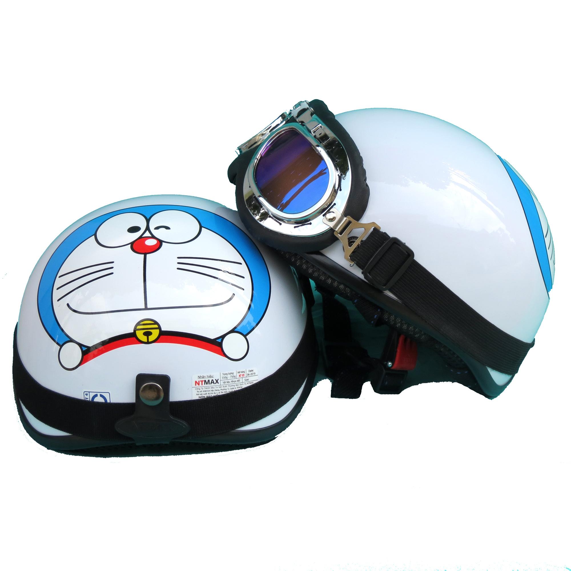 Mũ bảo hiểm NTMAX 1/2 Đôrêmon siêu cute kính phi công hoặc uv400