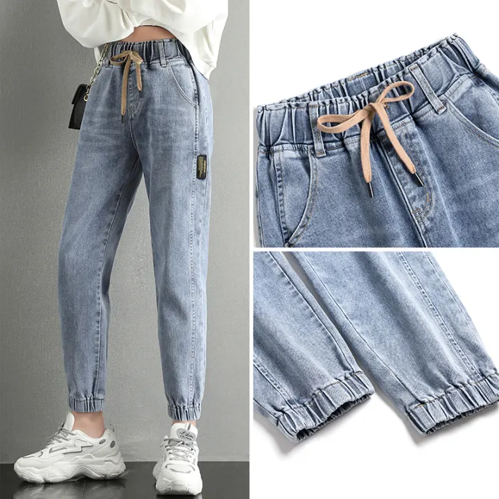 women's fleece lined jeans with elastic waist