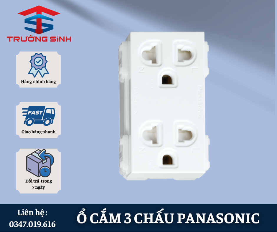 Ổ cắm đôi 3 chấu 16A Pananasonic