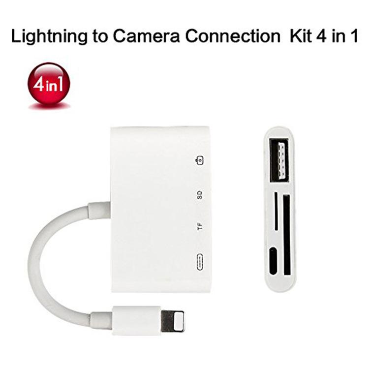 4 trong 1 lightning to usb camera adapter sd/tf đầu đọc thẻ usb 3.0 otg