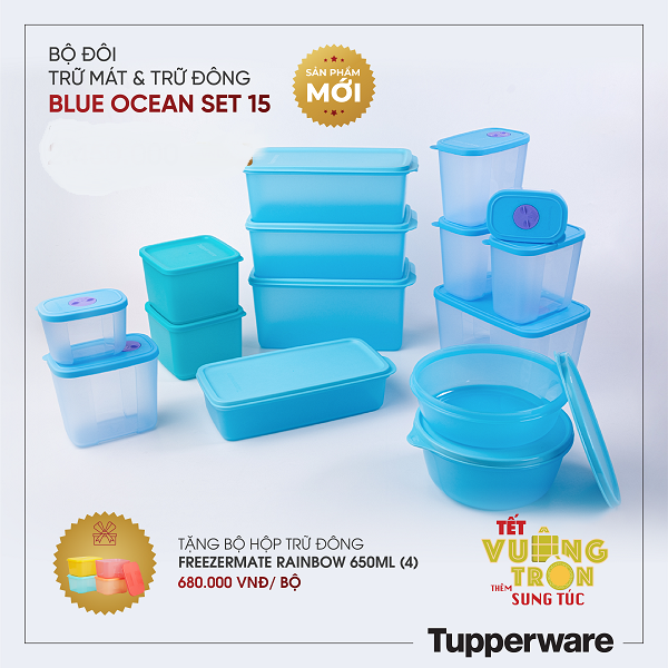 Bộ Đôi Trữ Mát Và Trữ Đông Blue Ocean Set 15 Tupperware