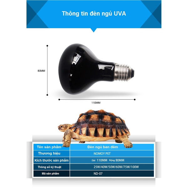 Đèn UVA sưởi đêm cho bò sát thương hiệu nomoy