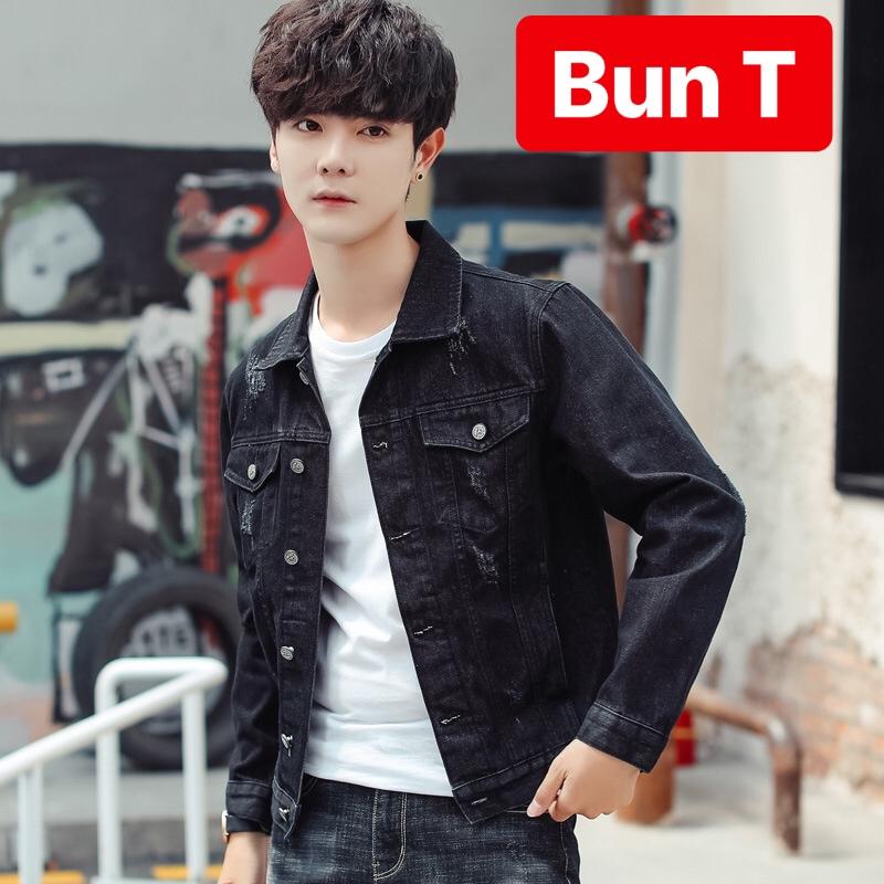 ÁO KHOÁC JEAN NAM CHẤT BÒ ĐEN TRƠN SOÁI KA HÀN QUỐC SÀNH ĐIỆU - TRANG BUN FASHION