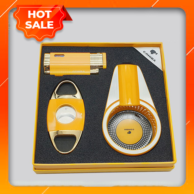 Bộ Set Phụ Kiện 3 Món Hột Quẹt Bật Lửa xg Cohiba HB 360 Cao Cấp- Nhiêu màu