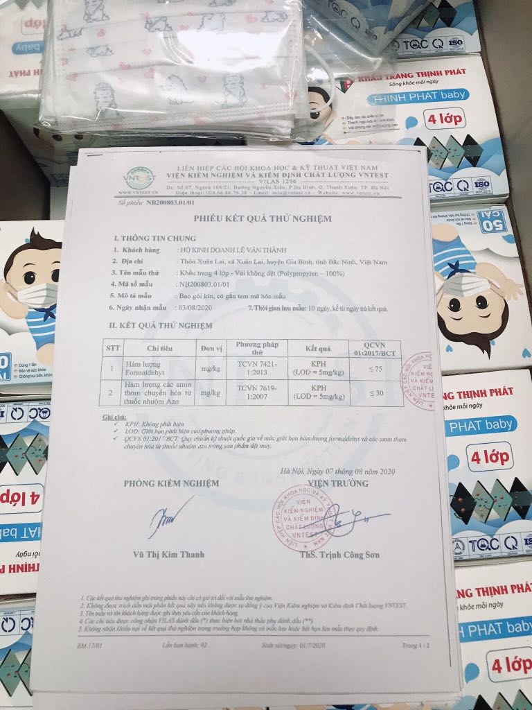 SÉT 5 KHẨU TRANG Y TẾ 4 LỚP THỊNH PHÁT TRẺ EM