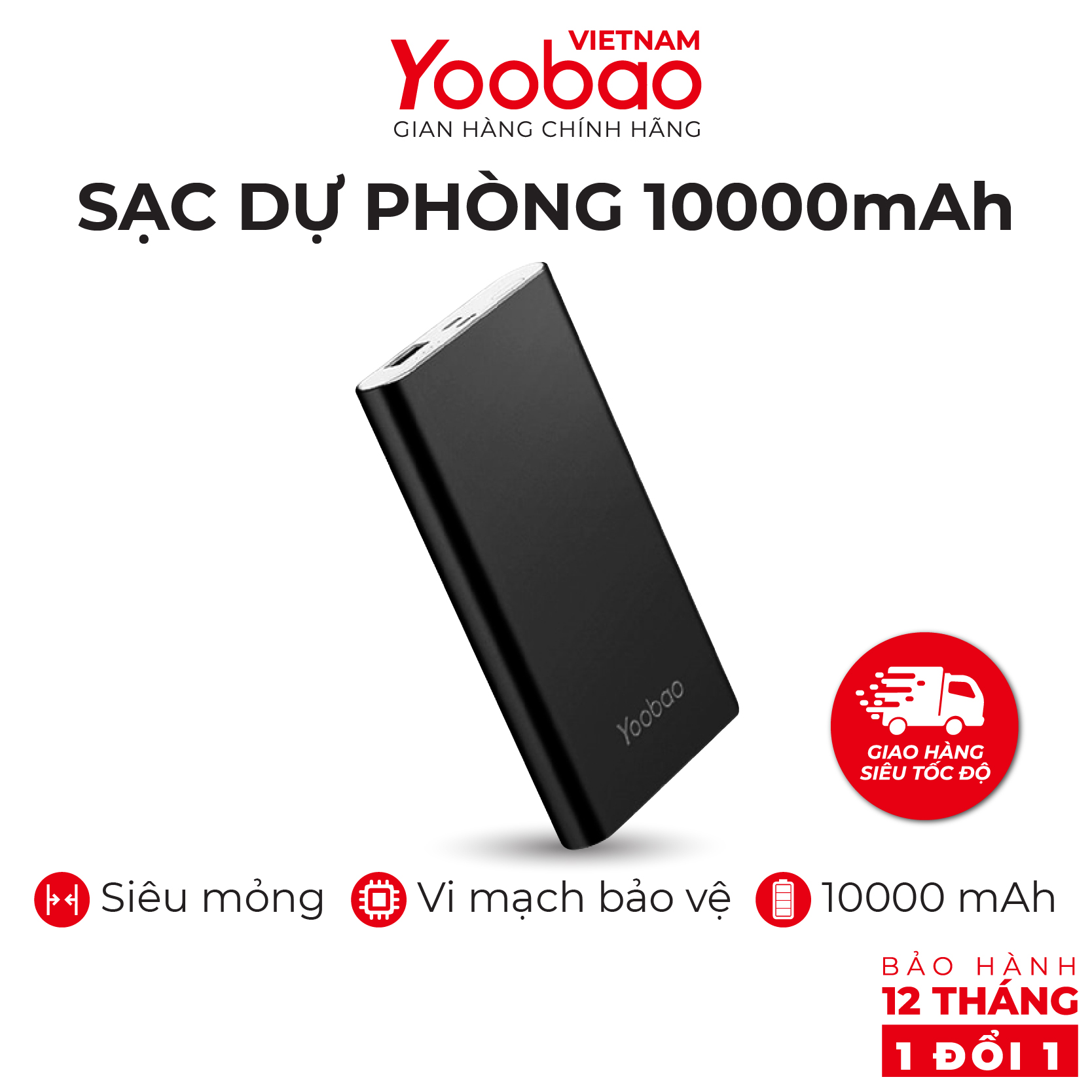 Sạc dự phòng Yoobao Polymer 10000mAh PL10 - Hãng phân...