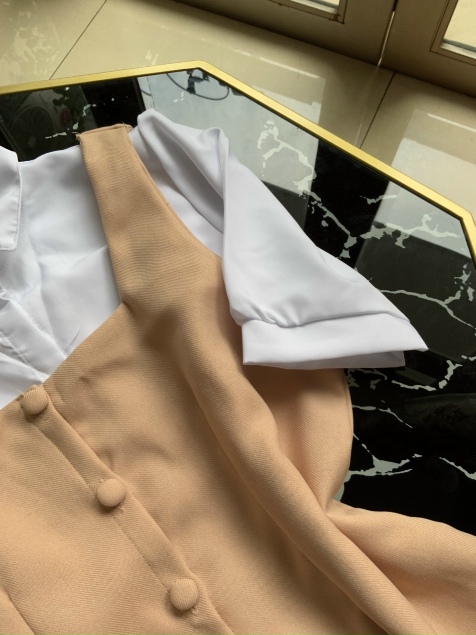 Set yếm + Áo sơ mi tay phồng - UT59