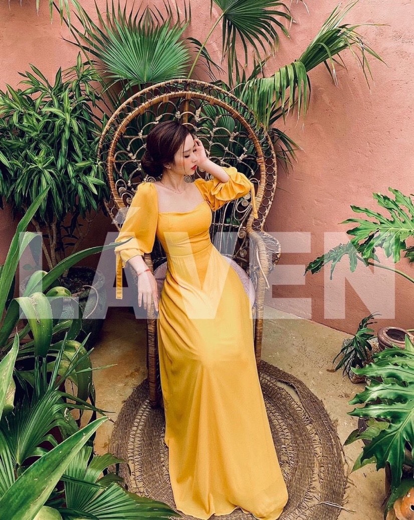 [HCM]MAXI ĐAN DÂY LƯNG CỔ VUÔNG CHẤT VẢI SIÊU XỊN M001