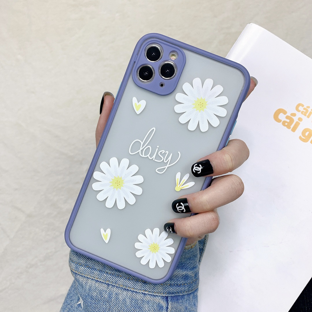 Ốp Lưng Nhám Chống Sock Va Đập Bảo Vệ Camera Daisy Flower