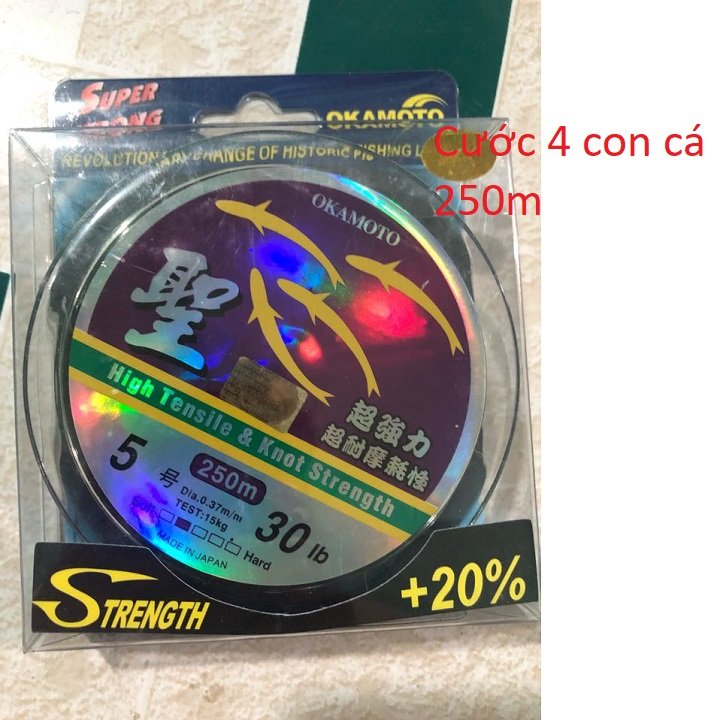 Dây cước 4 con cá 250m, dây câu lục, dây câu lăng xê, dây câu đơn, dây câu đài, dây câu cá 250m