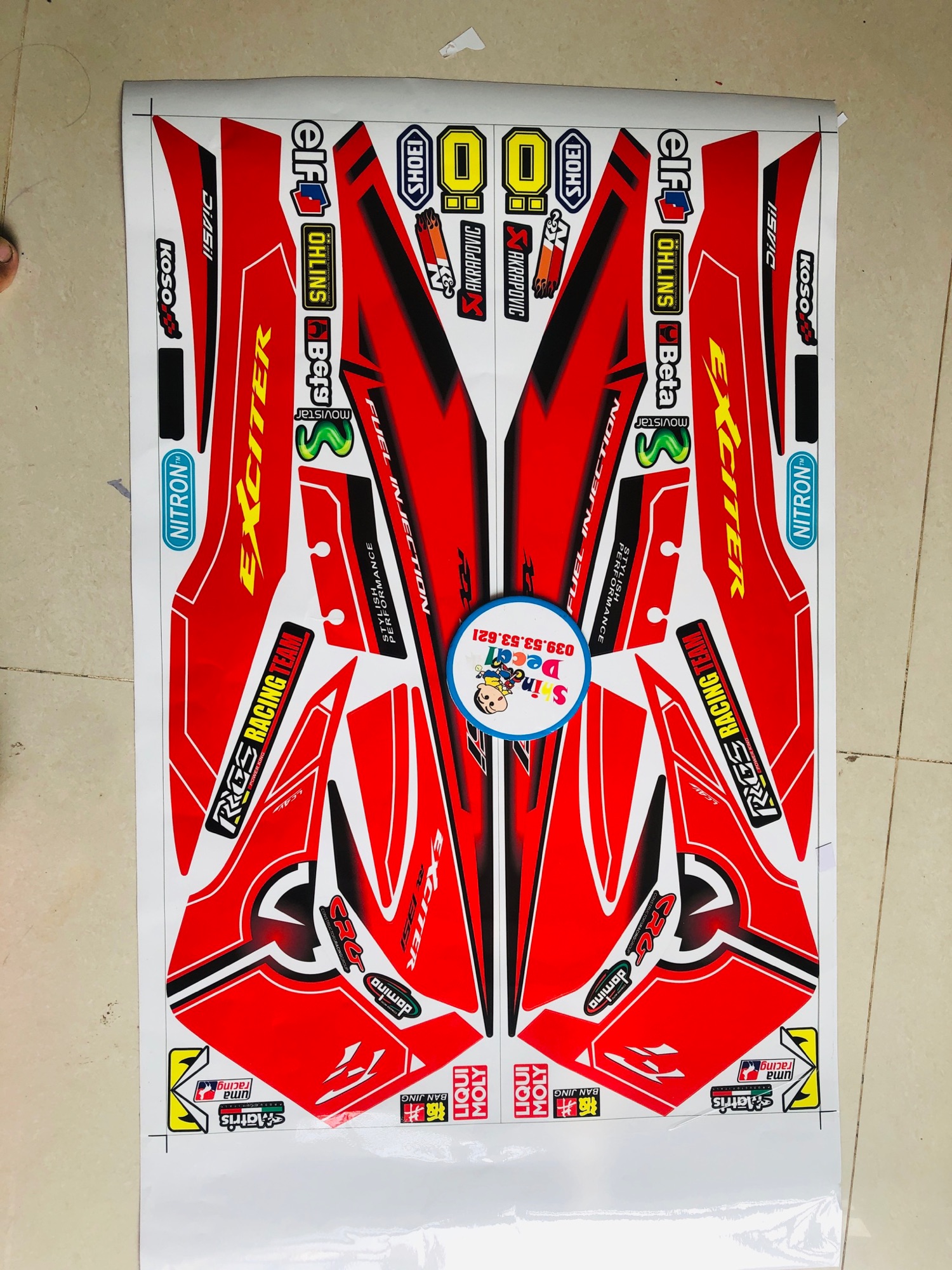Tem rời exciter 2006 2010 chữ Fi đỏ đen