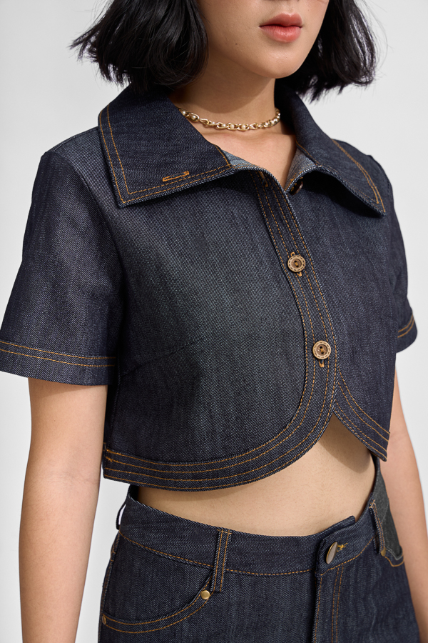 [NHẬP MÃ FALAZSOCIAL1212 GIẢM 15% ] Áo croptop Maybi suông jean lai cong