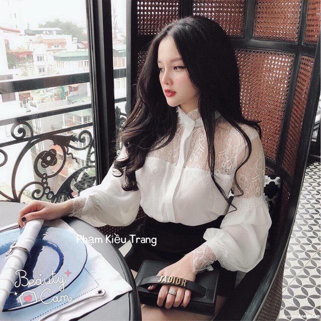 Áo sơ mi phối ren cực đep Form unisex NU5501