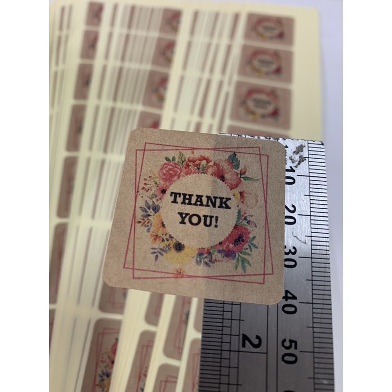 100 nhãn tem Kraft "Thank you" 4*4cm
