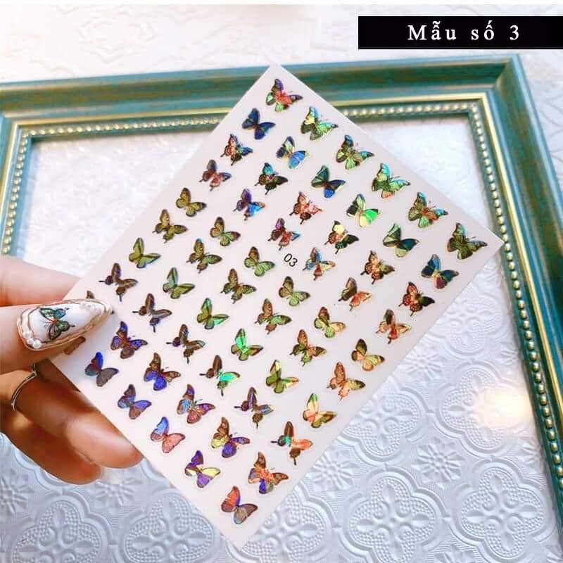 [Mẫu Hot mới 2021] Stick bướm dạ quang laser trang trí móng cực xinh