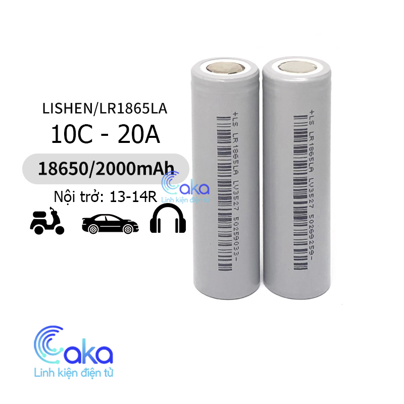 Cell pin 18650 lishen xám 2000mah dòng xả cao 20a li-on 3.7v
