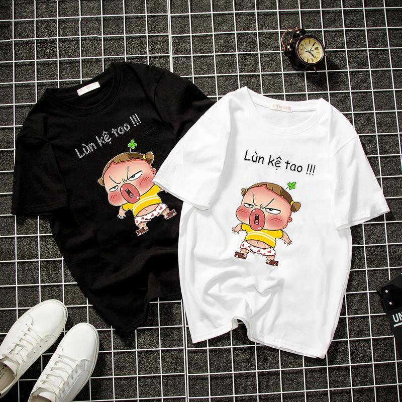 Áo thun unisex Hàn Quốc form rộng in lùn kệ tao vải dày mịn DEAL1100