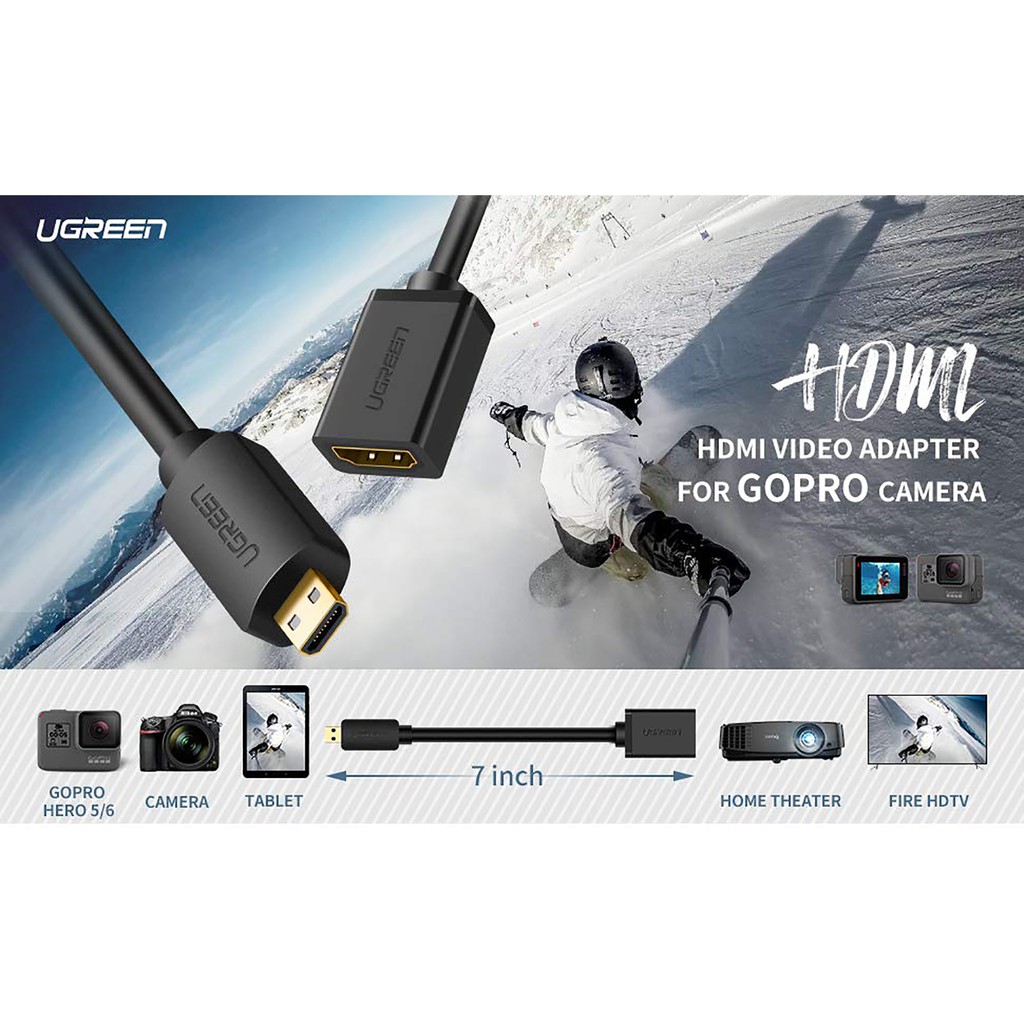 Cáp Micro HDMI sang HDMI Đầu Âm Cao Cấp Ugreen 20134
