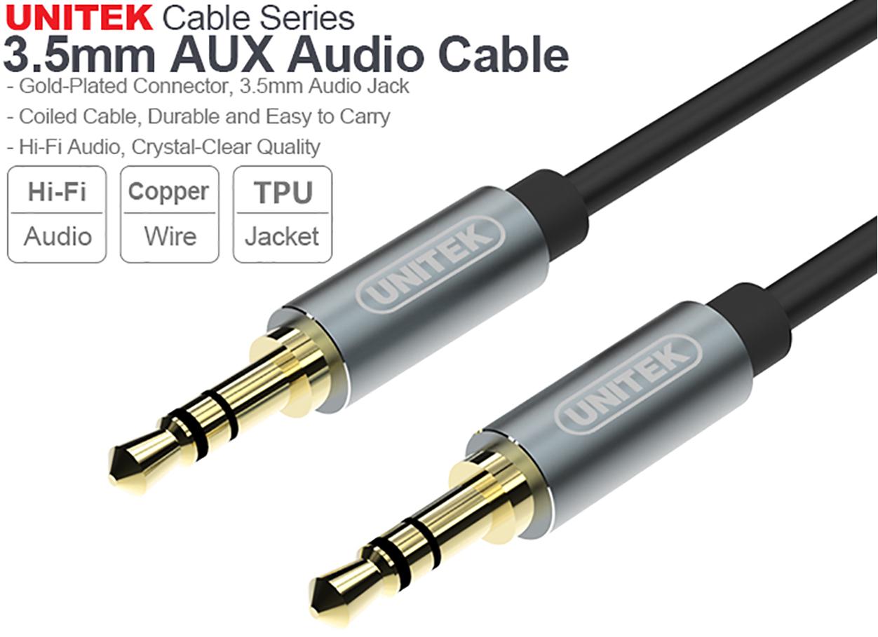 Cáp tín hiệu âm thanh 1 mét jack 3.5mm to 3.5mm unitek y-c 926abk