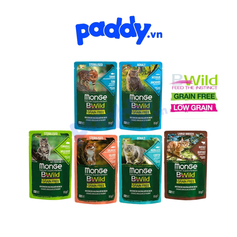 Pate Mèo Monge BWild Nhiều Vị Gói 85g ( Hàng Ý Mới Về)